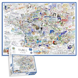 Comical Map Of France, Artwork By Tim Bulmer - 1000 Piece Puzzle For Adults, Large Puzzle 66cm X 50cm In Size. Challenging To Complete But Fun And Humorous. Makes A Great Gift For Birthdays