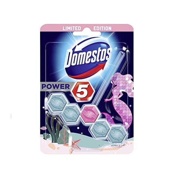 Domestos Power 5 - Detergente per WC Enchanting Freshness Limited Edition, potenza completa fino a 300 risciacqui 55 g, 9 pezzi
