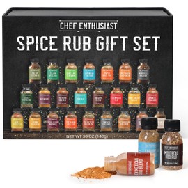 Grilling Spices & Seasoning Set - 24 Unique Gourmet BBQ Spice Rub Sampler (Kosher) - Gift Set for Birthday, Anniversary, Men, Dads, Husbands - By Chef Enthusiasts