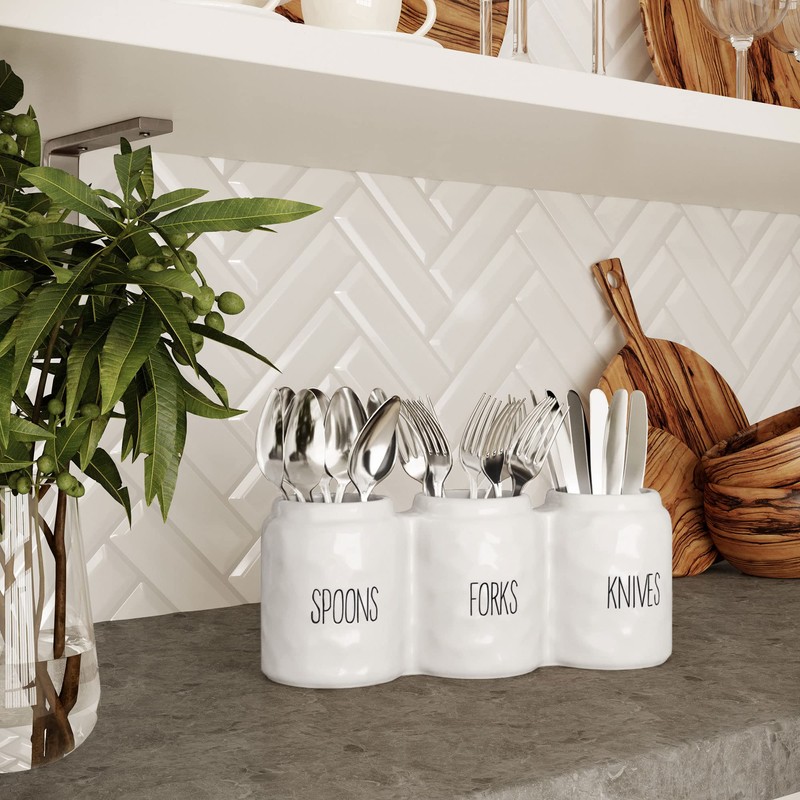 Barnyard Designs Silverware Caddy for Countertop - Cutlery Organizer for