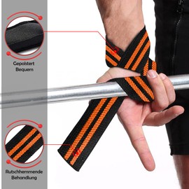 MERCURYAL Straps Gym - Powerlifting Straps - Gym Accessories - Lifting Straps - Gym Grips - Deadlift - Deadlift (Black & Orange)