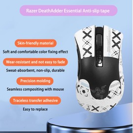 NOUKAJU Mouse Grip Tape Full Coverage for Razer DeathAdder Essential Gaming Mouse, Mouse Anti Slip Grip Tape,Self-Adhesive PreCut Sweat-Resistant Professional Mice Upgrade Kit(White)