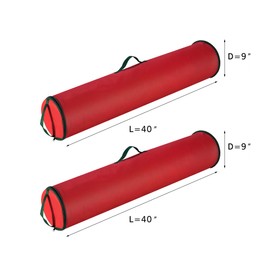 Wrapping Paper Storage Bags-Set of 2- Organize up to 40” Rolls of Holiday, Christmas or Birthday Gift Wrap-Upright, Hang or Lay Flat by Elf Stor (Red)