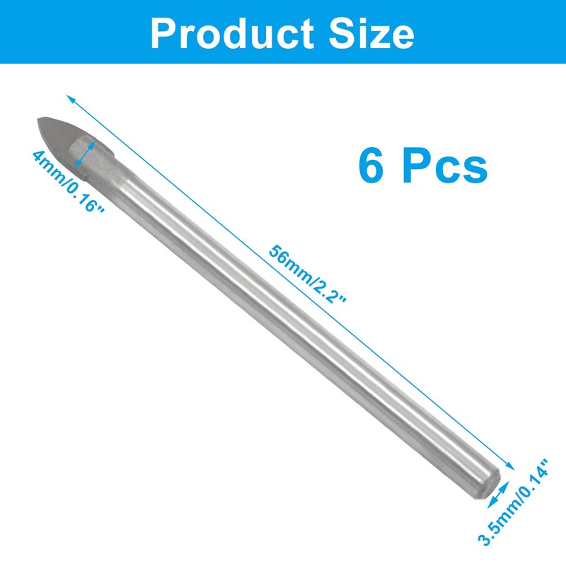 Piutouyar Round Shank Triangle Head Drill Bit, 6 Pack 4