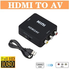 1080p HDMI to RCA AV CVBS 3RCA L/R HD Video Composite Converter Adapter Box Black