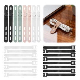 Consigue un hogar impecable con ahaoqi: producto que [producto: 8 bridas organizadoras de cables de silicona+16pcs cinta de organización de líneas de datos de pegatinas.