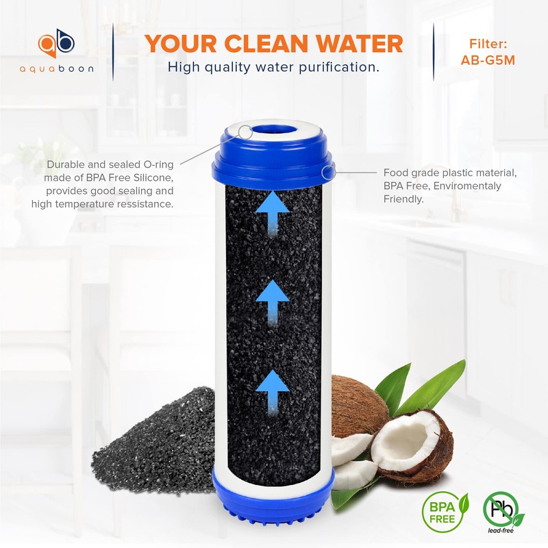 Aquaboon 5 Micron 10 x 2.5 Granular Activated Carbon Water