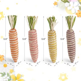 Nature Vibe 5.9 Inches Sisal Carrot Easter Decor,12 Pack Multicolor Carrot Decor for Easter Table Decorations,Jute Twine Mini Carrots as Spring Decor