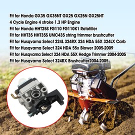 Carburetor Kit Fit for Honda GX35 GX35NT GX25 GX25N GX25NT HHT25S FG110 FG110K1 Husqvarna 224L 324RX 324 HDA 55X 324LX Replace 16100-Z0Z-034 16100-Z0Z-815 16100-Z0H-825 16100-Z0H-053 17211-Z0H-800