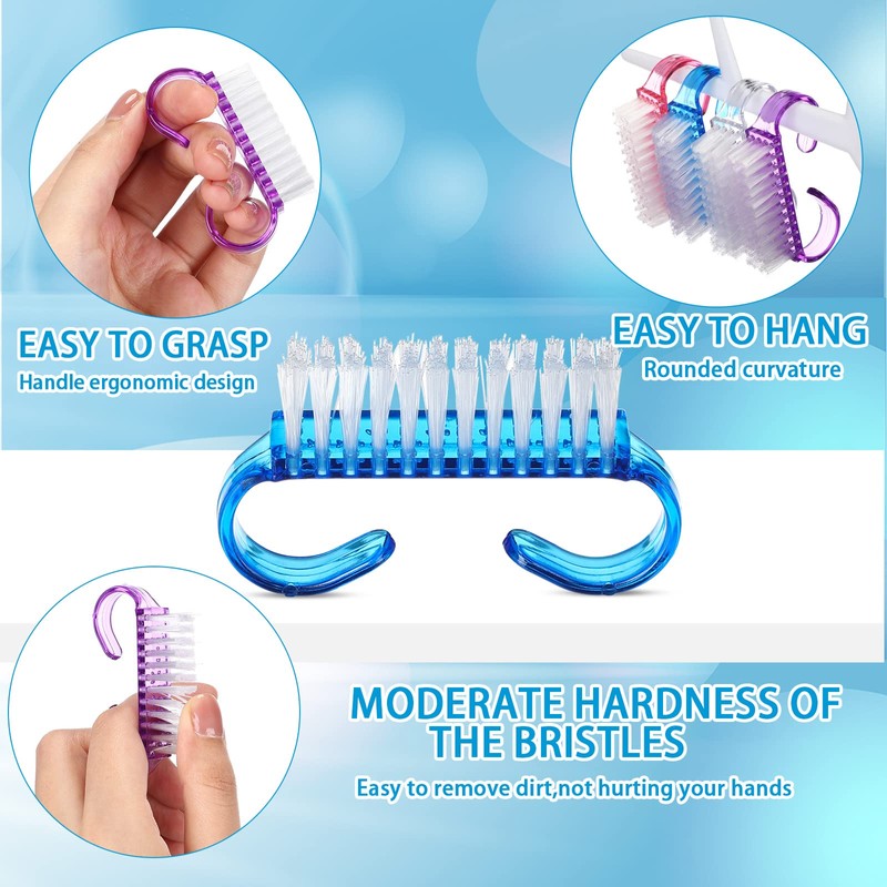 200 Pcs Handle Grip Nail Brush Fingernail Scrub Cleaning Cleaner