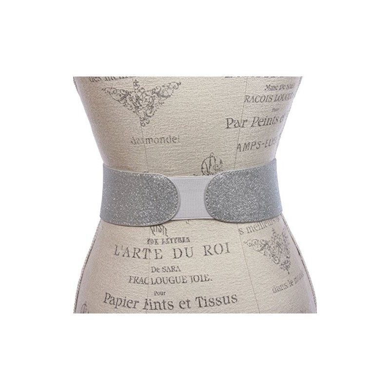 2 3/4" Leaf Hook buckle High Waist Glitter Stretch Belt,