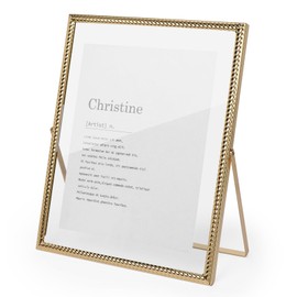 Cuspin 8x10 Picture Frame Gold Floating Frame, 8 by 10 Vertical Gold Metal Photo Frame with Glass Front for Tabletop Display, Elegant Design for Holiday Birthday Wedding Pictures Home Office Decor