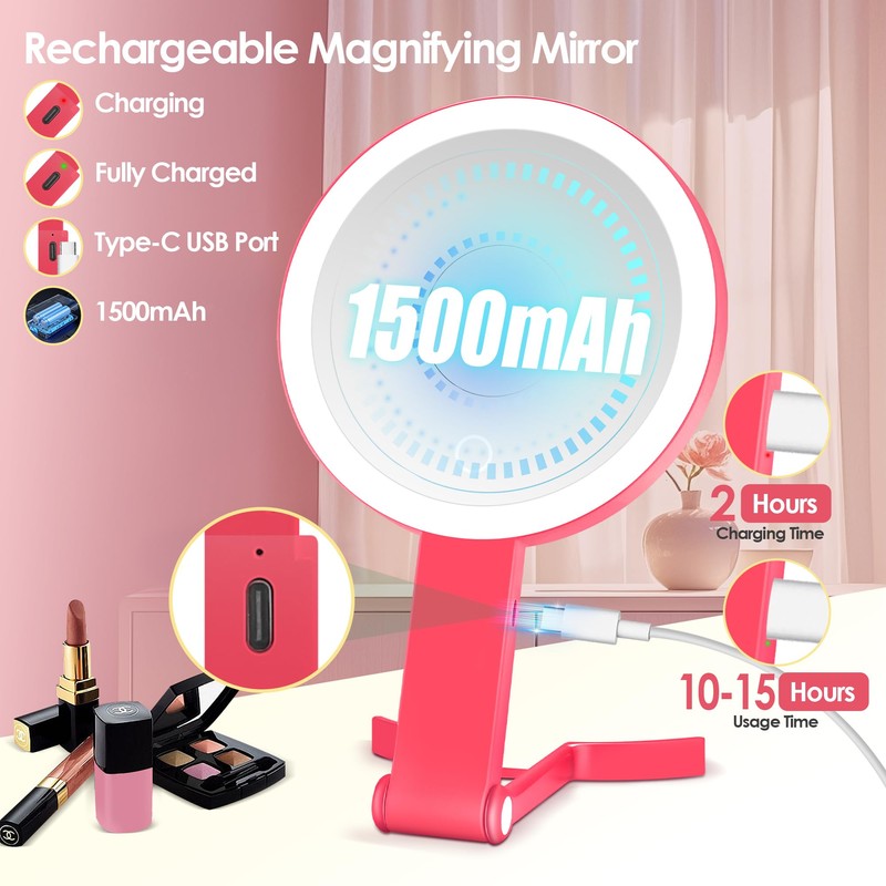 MIYADIVA Magnifying Mirror with Light, Double Sided 30X/1X Lighted Travel