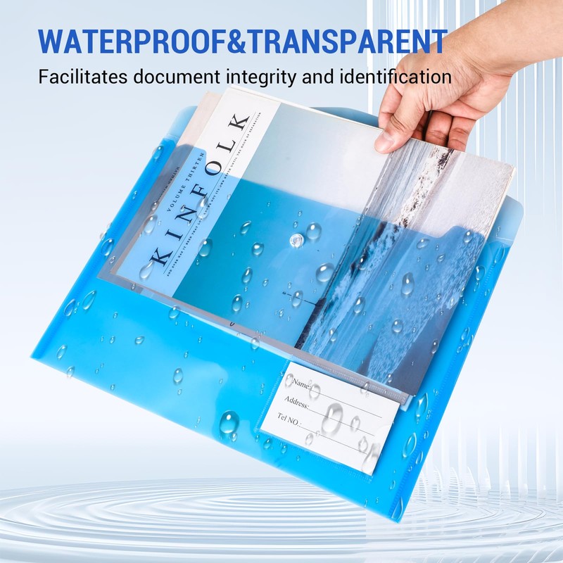 Pack of 10 A4 Document Wallets, Folder with Label Pockets,