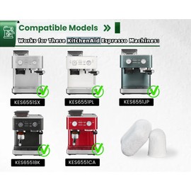 Activated Carbon Water Filter Replacement for KitchenAid Espresso Machine KES6551 Series - Premium 6-Pack Charcoal Water Filters Replacement Part