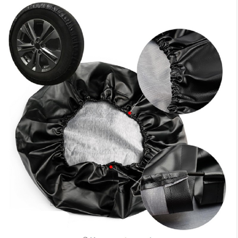 16" Spare Wheel Tire Cover Black Soft Leather Wheel Cover
