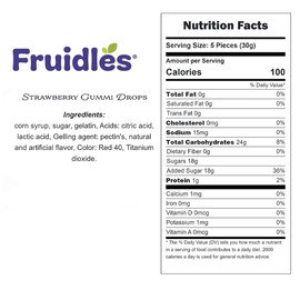 Fruidles Strawberry Gummy Drops Candy, Delicious Sugar Coated Fruit Flavors Gummies (Half-Pound)