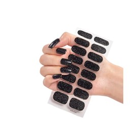 16Pcs Glitter Gold Pure Color Full Nail Wraps Nail Polish Sticker Thick Cs040 Nail Wraps Stickers Manicure Supplies for Women Nails Full Long Lasting Easy Apply and Remove