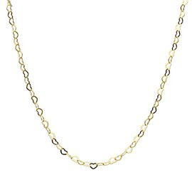18k Gold-Flashed Flat Heart Sterling Silver Nickel Free Chain Necklace Italy 16"