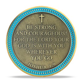RYUKENLM Christian Challenge Coin-Jesus,The Lion of Judah- Joshua 1:9 Bible Verse Token -Inspirational Christian Gift for Men Women-Religious Collectible Coins