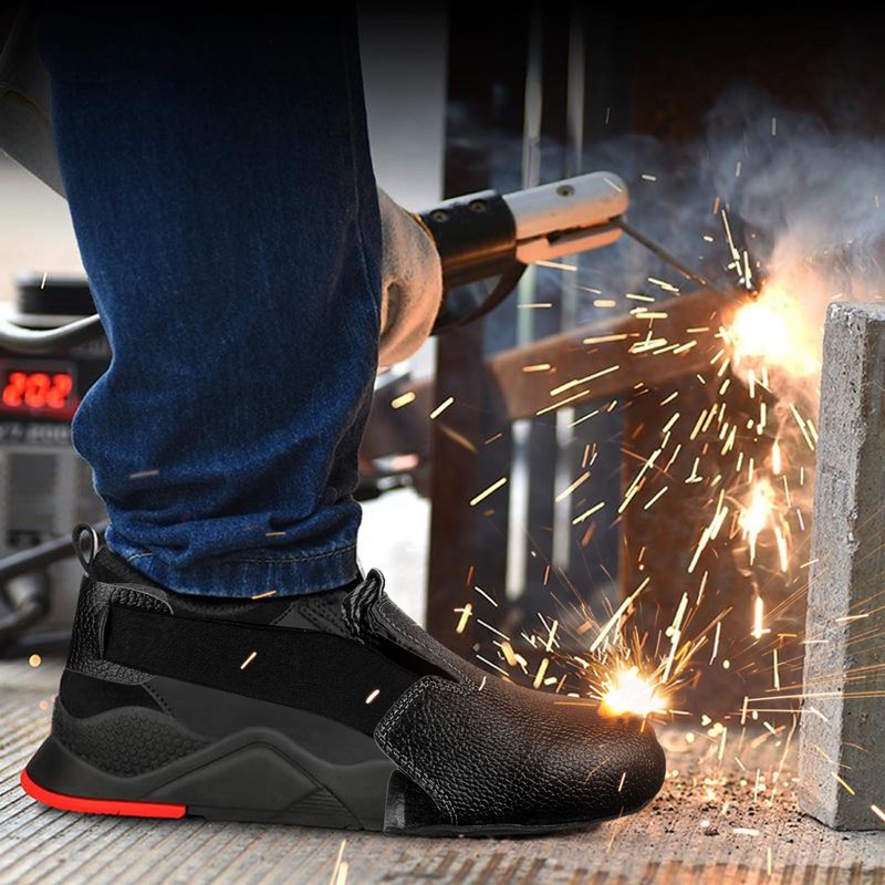 NUOBESTY Safety Shoe Covers, Anti-Smash Leather Overshoes with Slip-Resistant Sole,