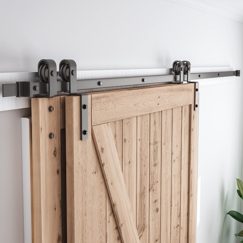SMARTSTANDARD 9 Feet Bypass Sliding Barn Door Hardware Kit -