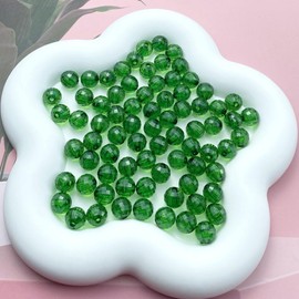 Tingoons 200 PCS 10mm Acrylic Round Faceted Beads Crystal Spacer Beads Multiple Faceted Loose Beads for DIY Jewelry Making Bracelet Necklace Earring Wind Chimes Wine Charms Sun Catchers(Dark Green)