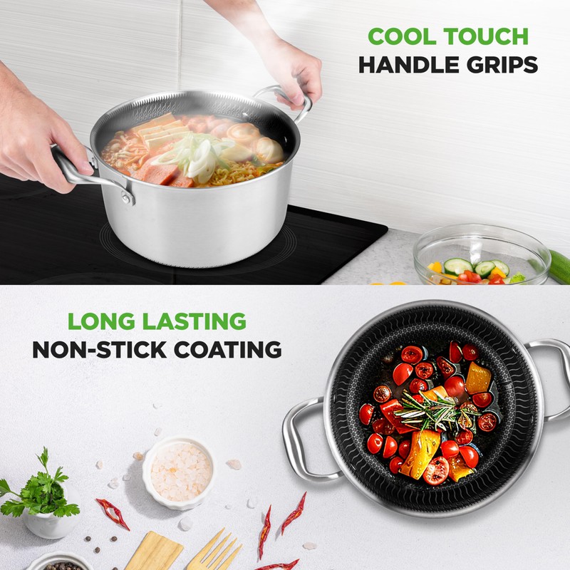 NutriChef 5 QT Stainless Steel Stew Pot - Triply Kitchenware