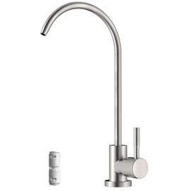 DAYONE Kitchen Water Filter Tap, SUS304 Stainless Steel Lead-Free Drinking Water Faucet, Single Lever Reverse Osmosis Tap with 360° Swivel Spout, Easy to Install, UK Standard Adapter, Brushed Nickel