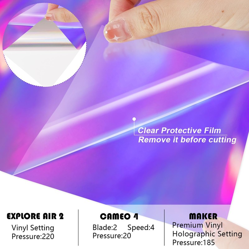 WRAPXPERT Holographic Vinyl Roll Light Purple, Holographic Permanent Vinyl Glossy