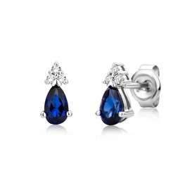 Miore MG9193E 9 ct White Gold 0.04 ct Diamond and Sapphire Stud Earrings