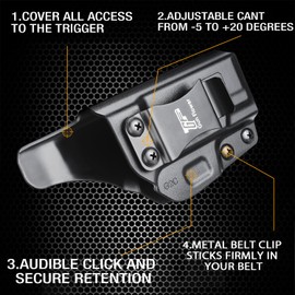 Gun & Flower Taurus G2C Holster, Taurus G3C IWB Holster Custom Fit: Taurus G2C/G3C/PT111 G2/PT140 Pistol,Inside Waistband Concealed Carry - Adj. Cant Retention,1.5'' Metal Belt Clip，Right Hand