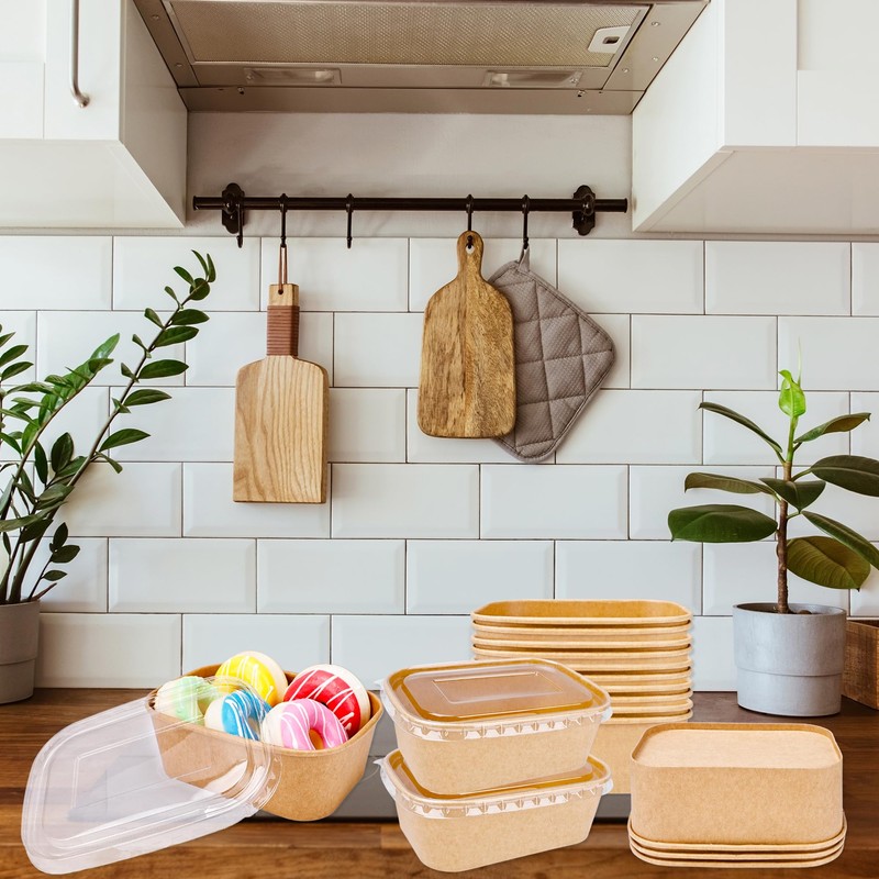 60 Pcs Disposable Kraft Paper Bowl Bulk Paper Meal Prep