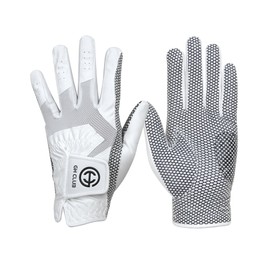 GH CLUB Men's Polyurethane Non-Slip Synthetic Leather Golf Gloves Two Left Hand Gloves (Large) (LRG), White