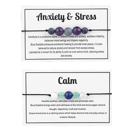 tenghong2021 Chakra Crystal Beaded Bracelet with Wish Card Adjustable Spiritual Anxiety Stone Beads Braide String Bracelet Yoga Meditation for Women Men Jewelry Birthday Gifts-AnxietyCalm