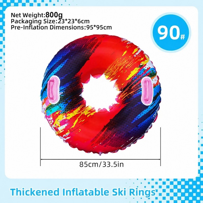 Heavy Duty Inflatable Snow Tube with Dual Handles, Thickened PVC