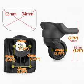 TarppedRock Replacement Luggage Wheels for Suitcases, Set of 2, Luggage Wheels Replacement Left & Right Spinner Wheels for Suitcase Travel Customs Case (TR44R - 2 Pcs)