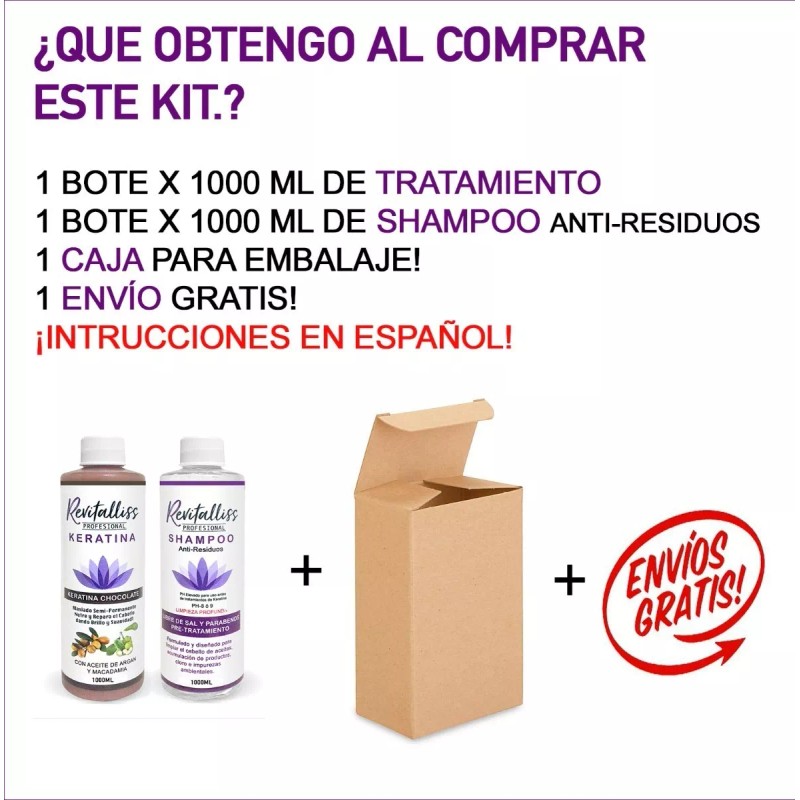 Revitalliss Tratamiento Alaciante Brasileño Cirugía Capilar Kit Litro
