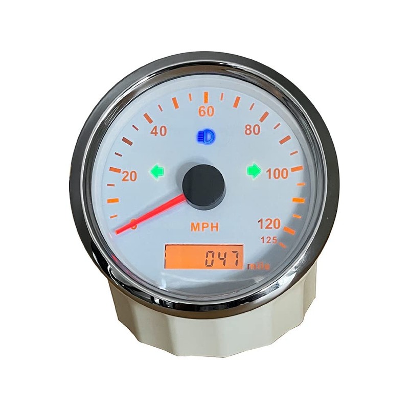 ELING Universal 85mm GPS Speedometer 125MPH Speedo Odometer Adjustable for