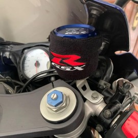 MOWOK For Suzuki GSX-R Gsxr 600 750 1000 GSX-R750 gsx-r600 gsxr1000 Motorcycle CNC aluminium alloy Front Brake Fluid Reservoir Protection Cover and Reservoir cap sock (Gold)