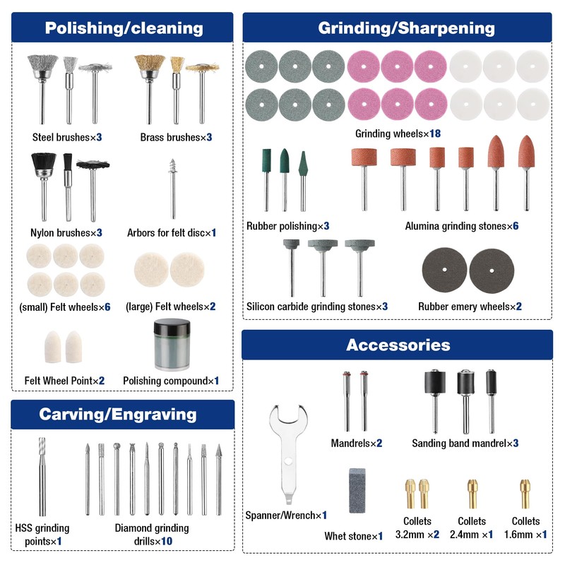 WORKPRO WORKPRO Rotary Tool Accessories Kit, 476pcs Accessory Set, 1/8"