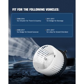 ECCPP HVAC plastic Heater Blower Motor for Dodge for Jeep w/Fan Cage fit for 2008-2016 Chrysler Town Country /2011-2017 Dodge Durango /2008-2017 Dodge Grand Caravan /2011-2017 Jeep Grand Cherokee