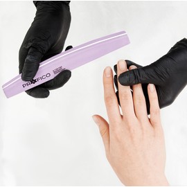 PROFICO Pack of 10 Professional Nail Buffer | Buffer Straight 120/180 | Double-Sided Buffer Nail File Emery Boards | Medium Grit | for Natural Nails Gel Nails (Purple)