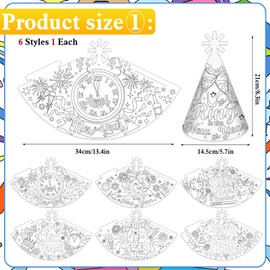 HOWAF New Year's Eve Decoration 2025 for Colouring, 6 New Year's Eve Party Hats, 6 New Year's Eve Glasses 2025 Party Glasses Colouring New Year's Eve Games for Children New Year's Eve Accessories,