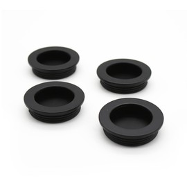 DOJA Barcelona | Integrated Round Black Handle | Diameter 40.5 x 10 mm | Pack of 6 | Pull Handle | Recessed Sliding Door, Wardrobe Door, Drawers, Shoe Cabinet, Window