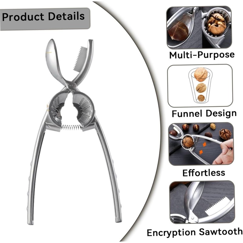2 in 1 Alloy Nut Cracker,Aluminum Nutcracker Chestnut Cutter Tool,2-in-1