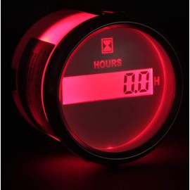 SAMDO 52MM 2" Marine Hour Meter Waterproof Hour Gauge 9-32V Red Backlight for Boat Car Machine