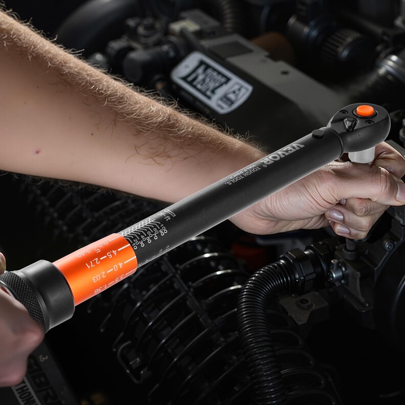 VEVOR 3/8 Inch Drive Torque Wrench, 10-100 ft.lb/13.6-135.6 Nm, Dual-Direction