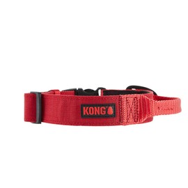 KONG Collar de perro acolchado ultra duradero con asa c moda (grande, rojo)