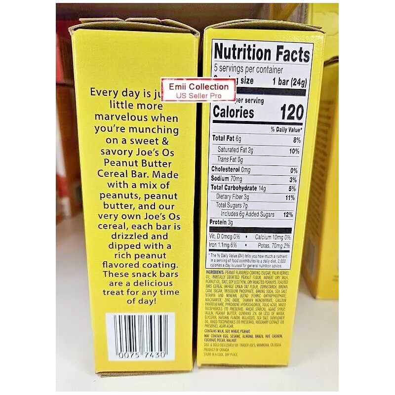 Trader Joe’s OS Cereal Bars Peanut Butter 4.23oz 120g (Two